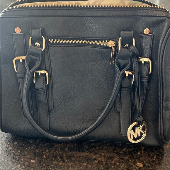 Michael Kors Black Satchel with Gold Accents - Picture 3 of 7